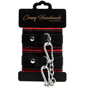 Оковы с мягкой красной подкладкой "Crazy Handmade" кожа